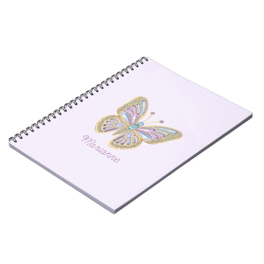 Carnet Bijoux Papillon bleu violet Or (Côté gauche)