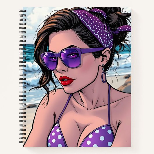 Carnet Bikini violet, lunettes de soleil et femme de Band (Devant)