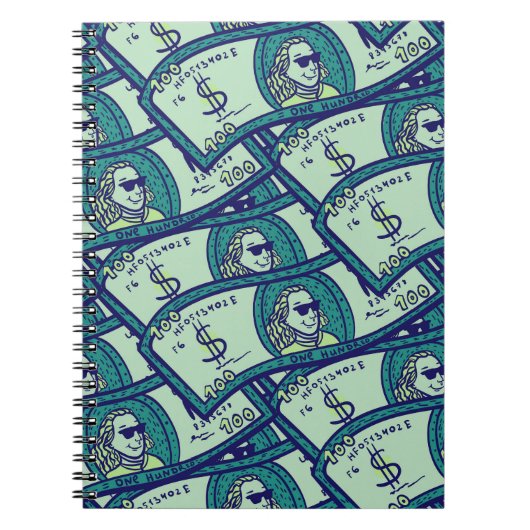 Carnet Billets de dollar : motif d'argent continu (Devant)