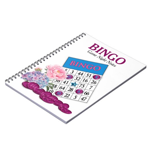 Carnet Bingo Game Notes de nuit Fleurs roses (Côté gauche)