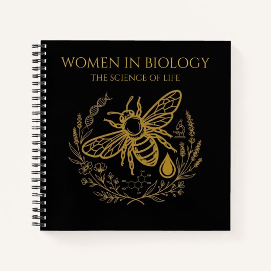 Carnet Biology Bee & Golden DNA Square Notebook (Devant)