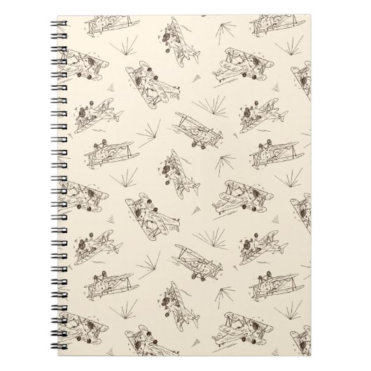 Carnet Biplans Art déco rugissants - motif esquissé.   (Devant)