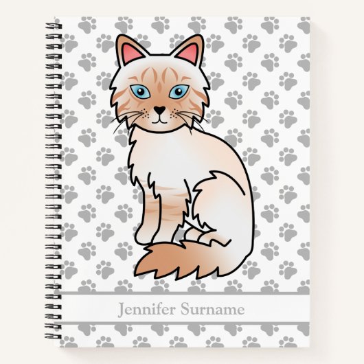 Carnet Birman / Ragdoll Tabby à point rouge & Texte perso (Devant)