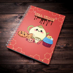 Carnet biscuits kawaii et thé chaud