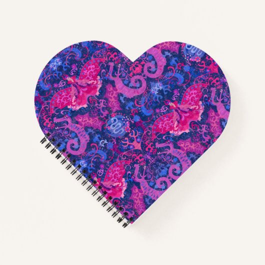 Carnet Bisexual Dragon Damask - Bi Pride Drapeau Couleurs (Devant)