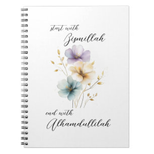 Carnet Bismillah Alhamdullilah Couleurs Pastel Floral