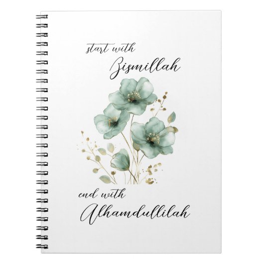 Carnet Bismillah Alhamdullilah Fleur Verte (Devant)