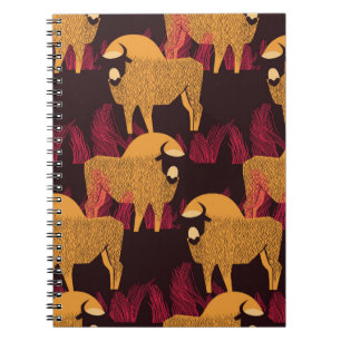 Carnet Bison dans un champ en haute herbe sans soudure mo