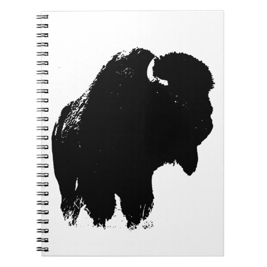Carnet Bison de bison noir et blanc Pop Art (Devant)