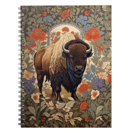 Carnet Bison élégant William Morris inspiré (Devant)