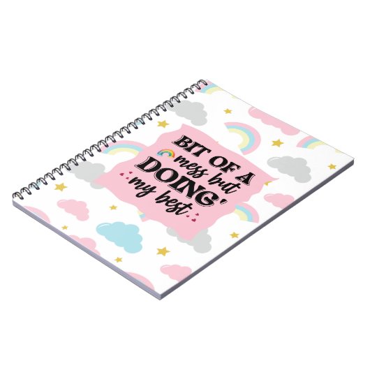 Carnet "Bit of a Mess" Cute Cloud & Rainbow (Côté gauche)