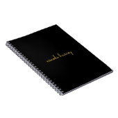 Carnet Black and Gold Script  | Stylish Monogram Modern (Côté Droit)