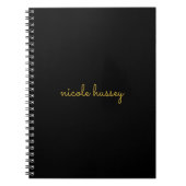 Carnet Black and Gold Script  | Stylish Monogram Modern (Devant)