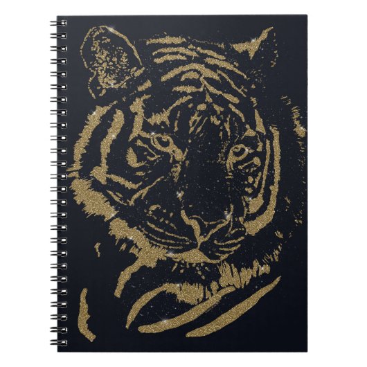 Carnet Black and Gold Tiger Artwork Luxury Glitter Style (Devant)