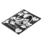 Carnet Black and White Flower Custom Photo Elegant (Côté gauche)