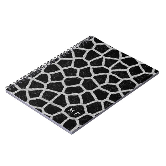Carnet Black and White Giraffe Print Monogram (Côté gauche)
