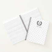 Carnet Black And White Laurel Monogram Polka Dot Pattern (Intérieur)