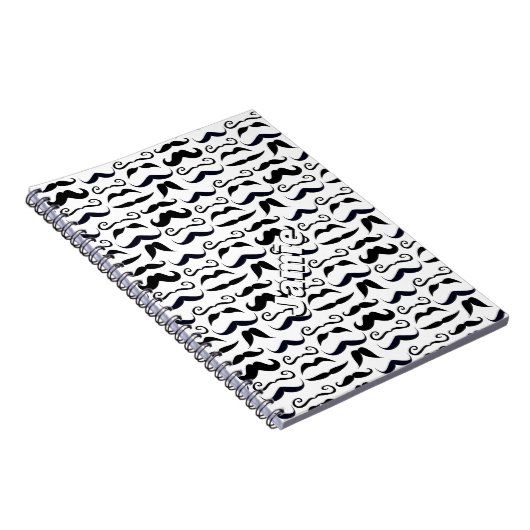 Carnet Black and White Mustache Pattern (Côté Droit)