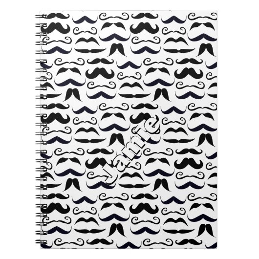 Carnet Black and White Mustache Pattern (Devant)