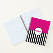 Carnet Black and White Stripes with Pink Glitter (Intérieur)