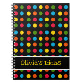 Carnet Black | Bleu Rouge Vert Jaune Orange Polka Point (Devant)