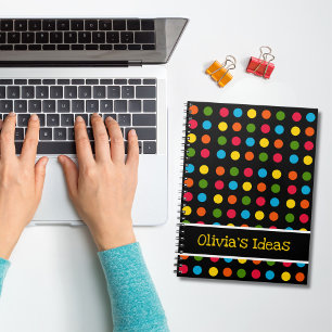 Carnet Black Bleu Rouge Vert Jaune Orange Polka Point
