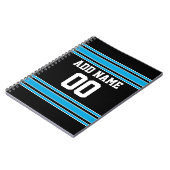 Carnet Black Blue Football Jersey Nom personnalisé Numéro (Côté gauche)