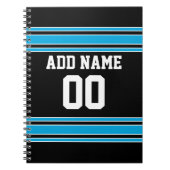 Carnet Black Blue Football Jersey Nom personnalisé Numéro (Devant)