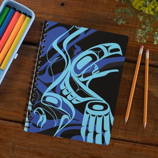 Carnet Black Blue Haida Eagle Thunder Bird Art autochtone