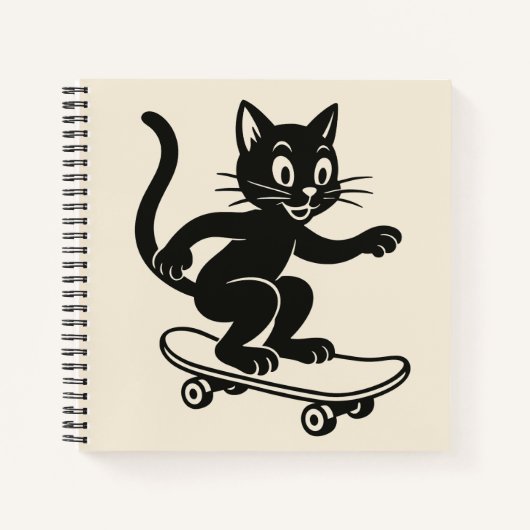 Carnet Black Cat Riding Skateboard (Devant)