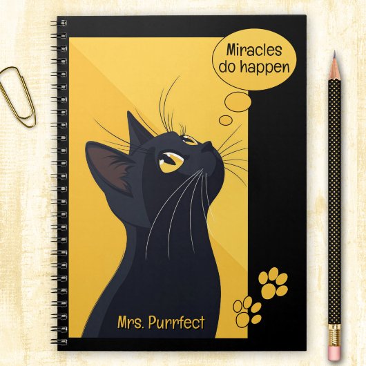 Carnet Black Cat Thought Bubble Custom Name