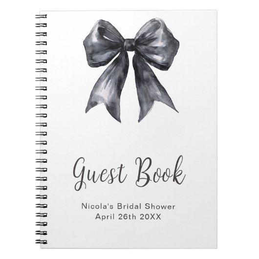 Carnet Black Coquette Bow Bridal Shower Guest Book (Devant)