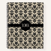 Carnet Black Damask on Sepia (Devant)