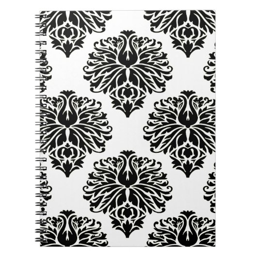 Carnet Black Elegant Damask (Devant)