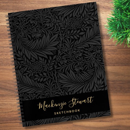 Carnet Black Floral Pattern Sketchbook