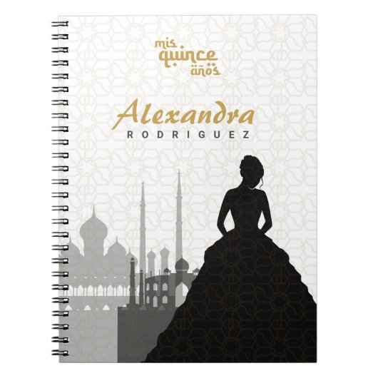 Carnet Black & Gold Arabian Quinceañera (Devant)