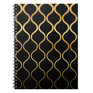 Carnet Black, gold, cool, trendy, retro abstract design