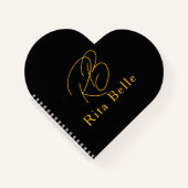 Carnet Black Gold Custom Name Elegant (Devant)