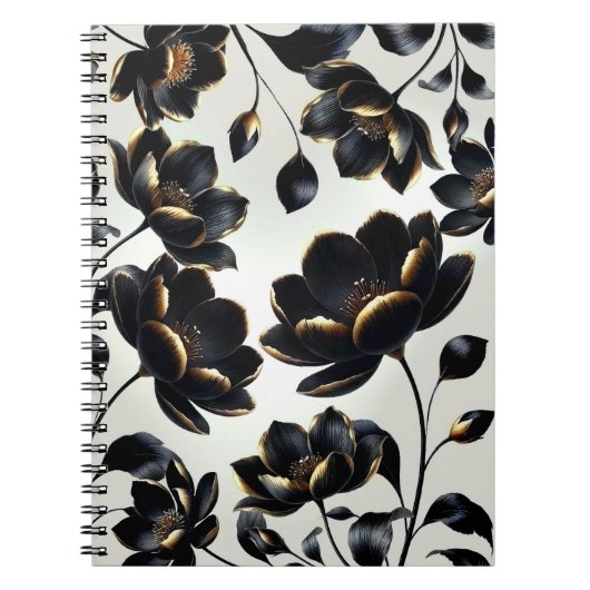Carnet Black & Gold Floral Greige Elegant Dark Moody (Devant)