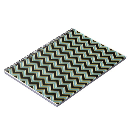 Carnet Black Gold Turquoise ZigZag (Côté gauche)