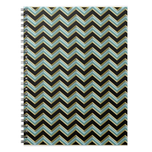 Carnet Black Gold Turquoise ZigZag (Devant)