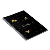 Carnet Black happy bumble abeilles été fun humour monogra (Côté Droit)