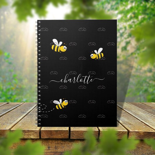 Carnet Black happy bumble abeilles été fun humour monogra