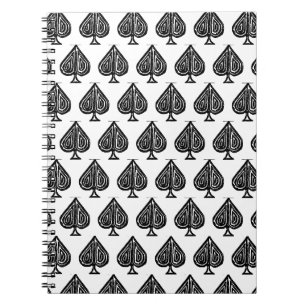 Carnet Black Jouer Symbole de carte pique forme Lino coup