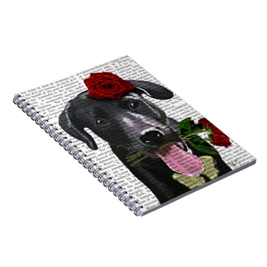 Carnet Black Labrador avec Roses 2 (Côté Droit)