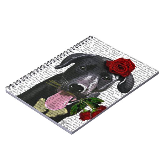 Carnet Black Labrador avec Roses 2 (Côté gauche)