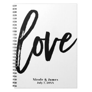 Carnet Black LOVE Modern Brush Script Mariage Planning