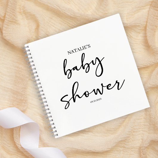 Carnet Black Modern Simple Script Baby Shower
