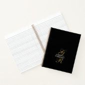 Carnet Black Monogram Gold Initials White Name Elegant (Intérieur)