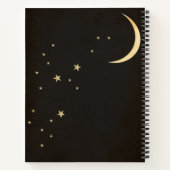 Carnet Black nuit ciel or croissant étoiles lune (Dos)